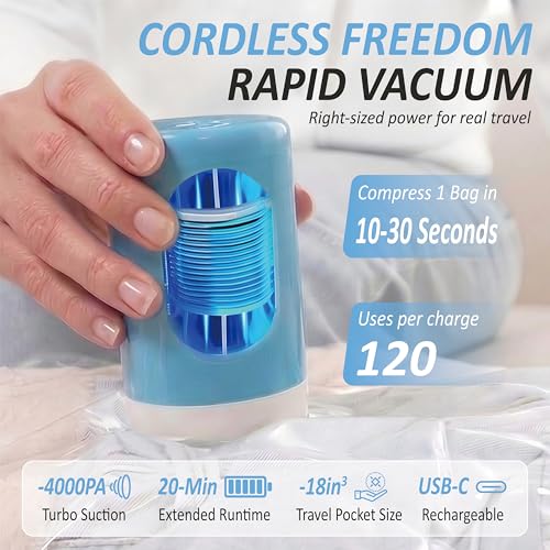 Travel Vacuum Storage Bags with Rechargeable Electric Pump 12-Piece Set