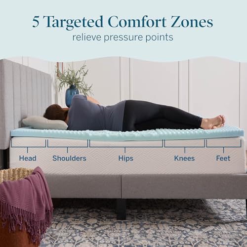 LUCID 2-Inch 5-Zone Cooling Gel Memory Foam Mattress Topper, Twin XL