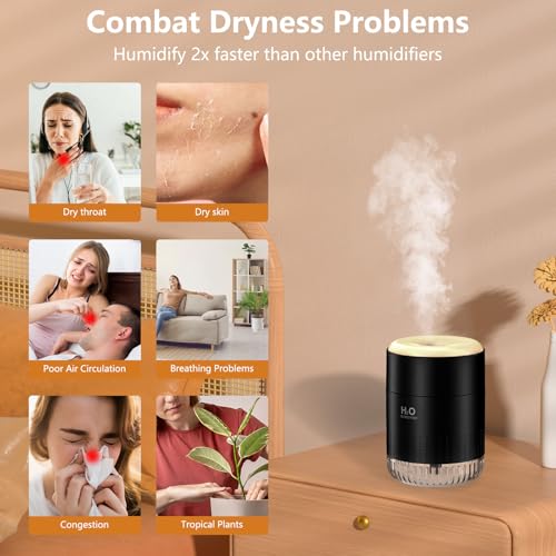 Small Plant Humidifier Indoor Black 350ml USB Mini Desktop Humidifier