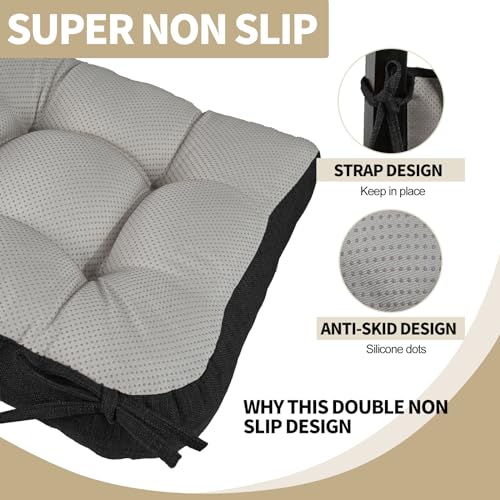 Non-Slip Rocking Chair Cushion Set with Back Pillow and Seat Pad, Black