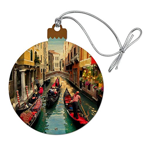 Venice Italy Gondolas Canals Wood Christmas Ornament