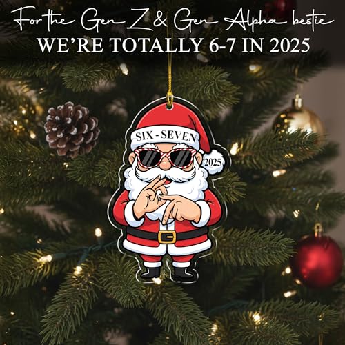 67 Christmas Ornament - Gen Z/Gen Alpha Meme Santa Acrylic Ornament (NANA562556) 4.5in - Funny White Elephant Gift