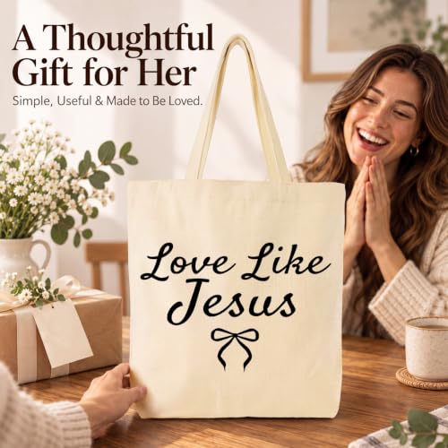 Jesus Christian Gifts for Women Canvas Tote Bag - Faith Inspirational Religious Gift EEooooX 919