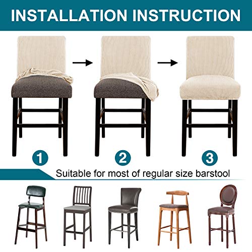 Stretch Bar Stool Covers Set of 4 - Jacquard Fabric Slipcovers