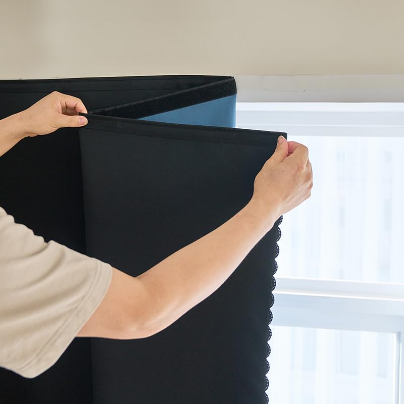 100% Blackout Self-Adhesive Curtains for Small Windows - 35" W x 48" L