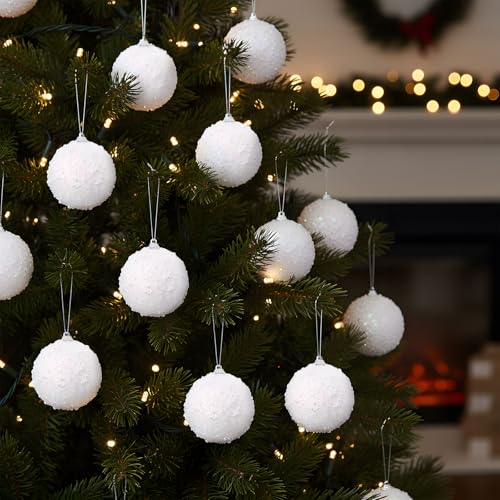 Lyrow 24 Pcs 3.15" Christmas Ball, AB White