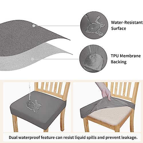 Waterproof Dining Chair Seat Covers - Set of 4, Light Gray