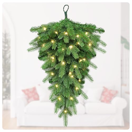 24-Inch Pre-Lit Christmas Teardrop Swag with 30 Warm White LED Lights