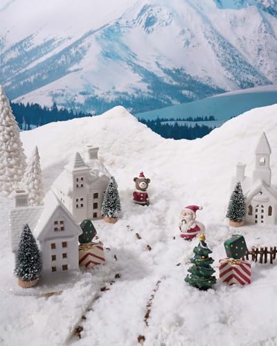Lighted White Ceramic Christmas Village Houses with Trees - 3-Piece Set