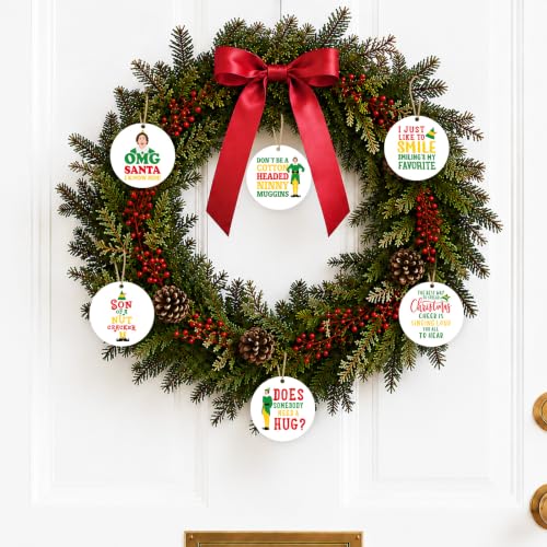 Cheroloven Buddy The Elf Christmas Tree Ornaments Set - 6 Funny Holiday Wood Decorations