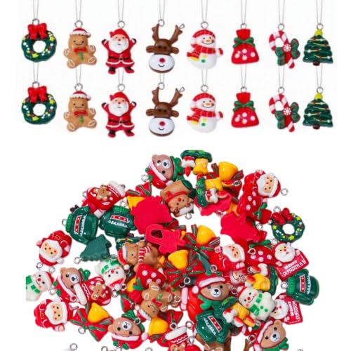 RSACCSKY 24 Pack Red Mini Resin Christmas Ornaments Tiny Tree Decorations