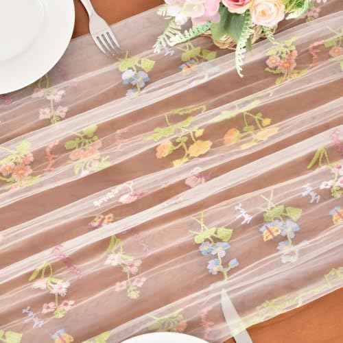 Champagne Butterfly Table Runner 4pc set – Tulle Floral Decor for Tea Party