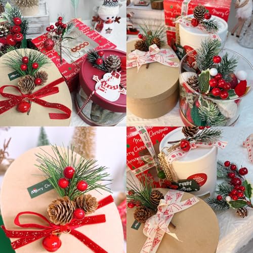 NSBELL 25pcs Artificial Pine Branches Small Pine Needles for wreaths garlands & Christmas decor