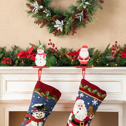 Glitzhome Christmas Stocking Holders for Mantel, Set of 2 Epoxy Resin