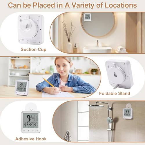 Waterproof Digital Shower Clock with Timer, Temperature and Date Display