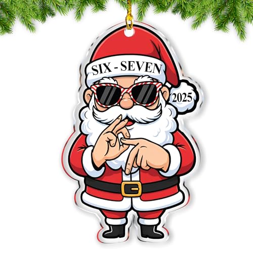 67 Christmas Ornament - Gen Z/Gen Alpha Meme Santa Acrylic Ornament (NANA562556) 4.5in - Funny White Elephant Gift