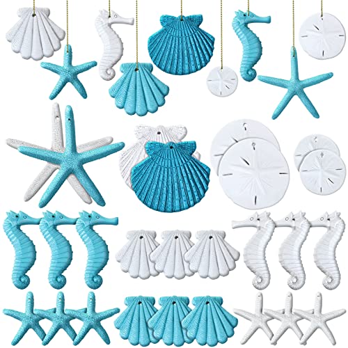 Jetec 26PCS Beach & Nautical Christmas Ornaments Resin Coastal Decor Set