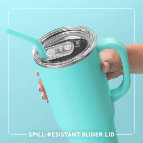 Swig Life 40oz Mega Mug, 40 oz Tumbler with Handle and Straw, Cup Holder Friendly, Dishwasher Safe, Extra Large Insulated Tumbler, Stainless Steel (Aqua)