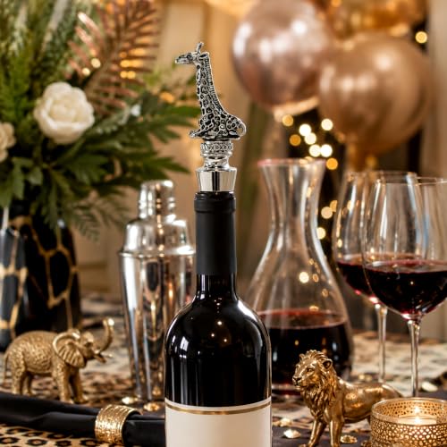Homestia Giraffe Wine Bottle Stopper - Reusable Safari Animal Barware Accessory