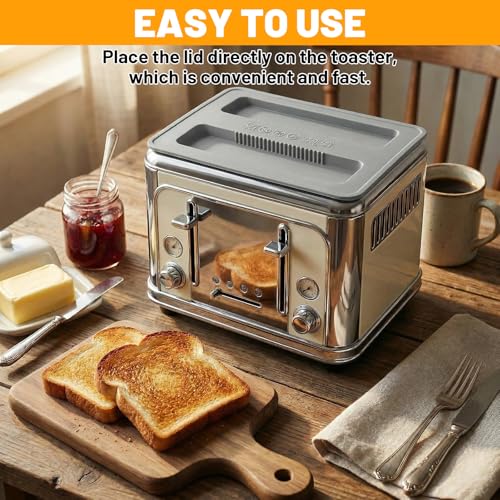 Silicone Toaster Cover for 2-Slice Toaster - Dust Protector Lid, Gray