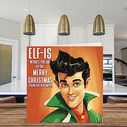 Funny Christmas Card for Women and Men - Elf-is Wishes You a Merry Christmas