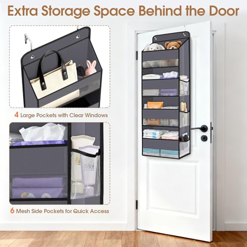 Over The Door Storage Organizer With 4 Tiers And Mesh Side Pockets
