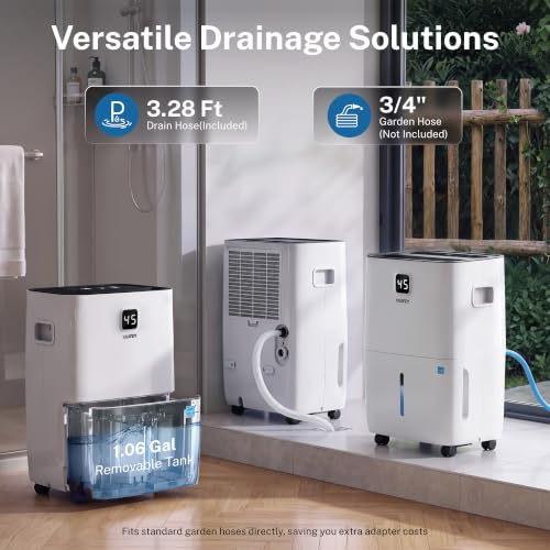 Yaufey 120 Pints/Day Dehumidifier for Basement Up to 6000 Sq. Ft. ENERGY STAR with Drain Hose