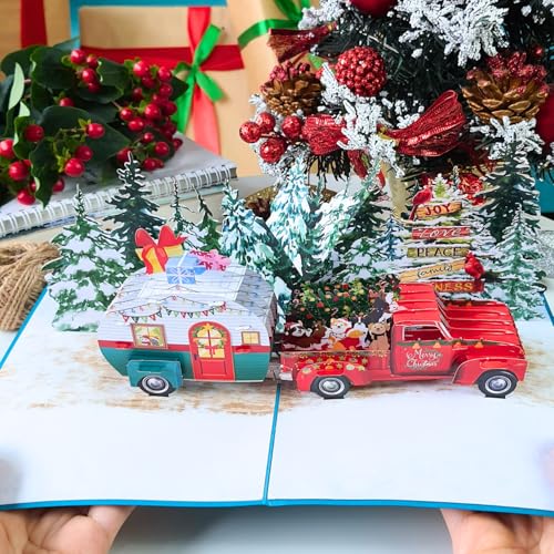 HEARTAGS Camper Christmas Pop Up Card - 3D Holiday Greeting Card