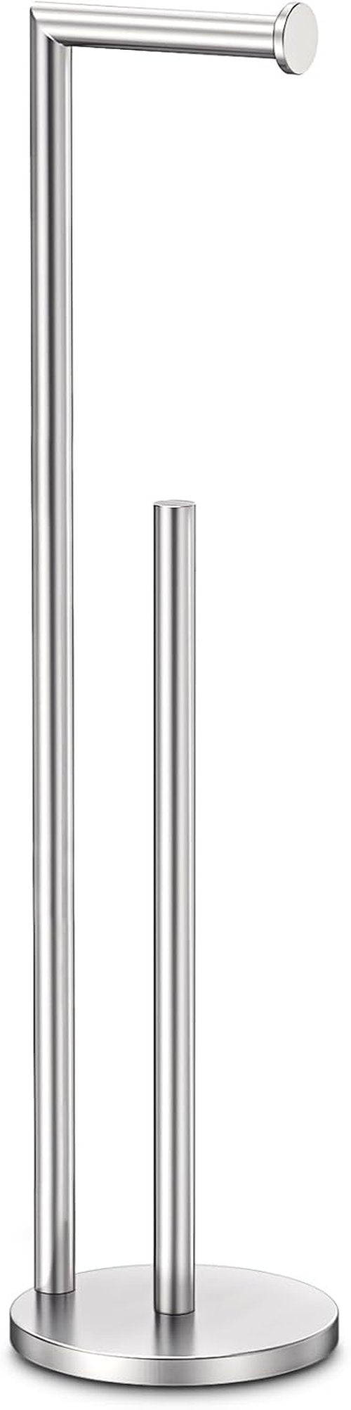 Brushed Nickel Toilet Paper Holder Stand | Rustproof Free-Standing Design for 4 Rolls