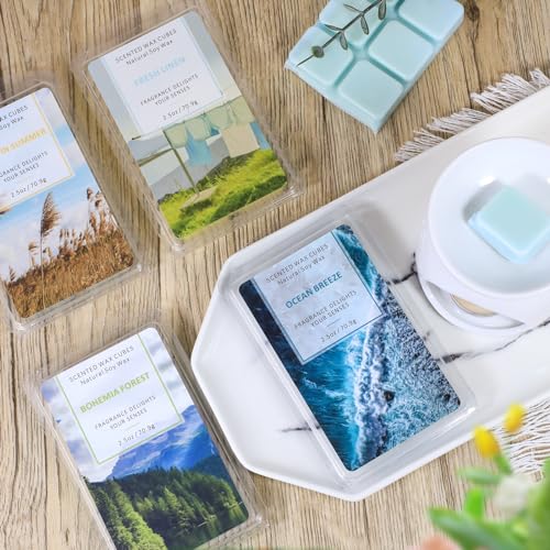 Scented Soy Wax Melts 4-Pack, Long-Lasting Fragrance Cubes for Wax Warmers