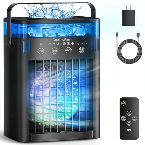 Portable Air Conditioner Mini Desktop AC Fan with Remote 1000ml Tank