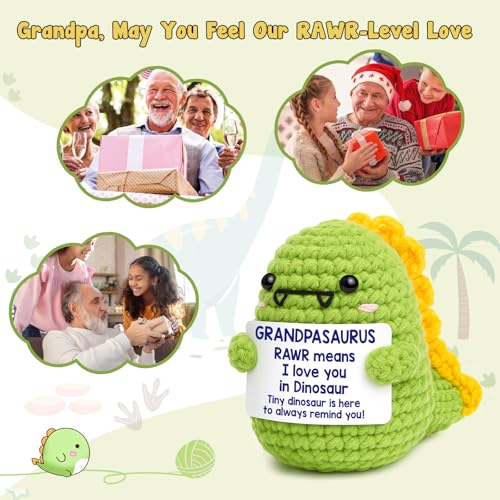 Grandpasaurus Crochet Dinosaur - I Love You Grandpa Gift for Grandfather (Variation: OCCdesign grandpa)