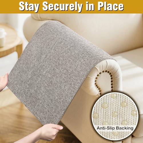 Waterproof Sofa Arm Covers - Non-Slip Couch Armrest Protector (Set of 2, 24" x 20")