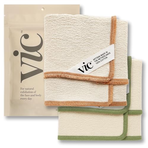 Deep Exfoliating Face & Body Washcloth, Natural Cotton, 2-Pack