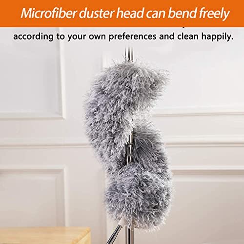 Microfiber Feather Duster with 30-100 Inch Extendable Pole & Bendable Head