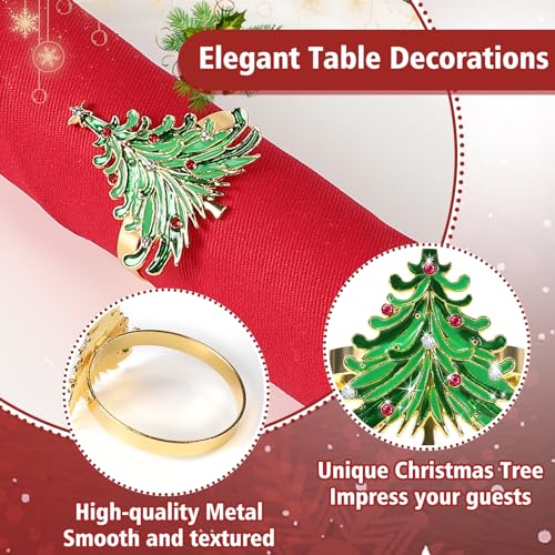 Elegant 6 pcs Metal Xmas Tree Napkin Rings Set - Christmas Table Decor
