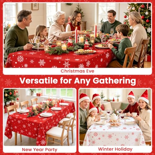 Mulbozy Red & White Snowflake Christmas Tablecloth Set 12 Pcs 54x108 Rectangle