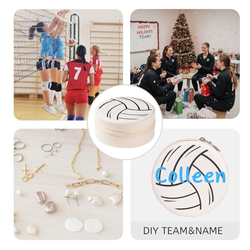 Mindoub Volleyball Travel Jewelry Case 18-Pack Round Portable Organizer for Athletes & Fans