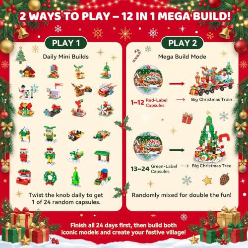MAGTHIC 2026 Christmas Advent Calendar Capsule Vending Machine – 24 Buildable Surprises