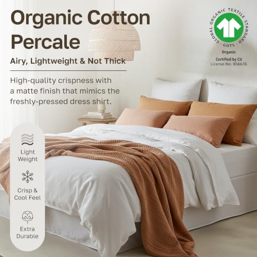 Organic Cotton Percale Queen Pillowcases, 2-Pack with Envelope Closure
