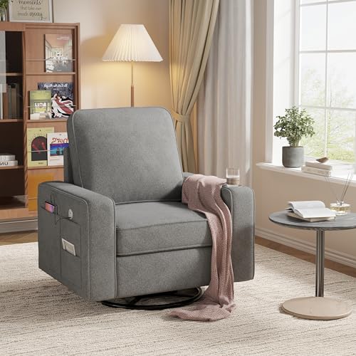 Modern Swivel Accent Chair with USB Charging, Cup Holder and Side Pocket