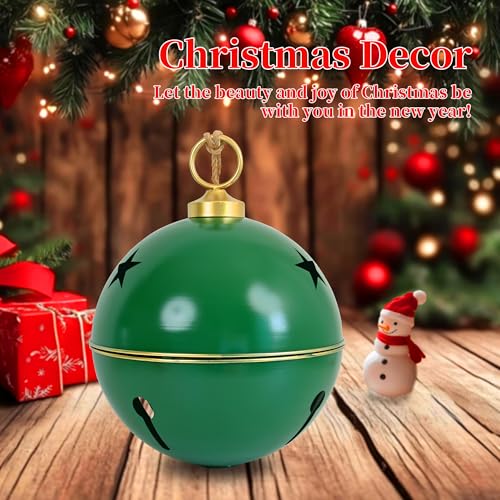 Z&Z Ornamentorum 16 Inch Rustic Christmas Bell - Large Green Holiday Decor