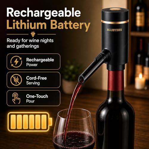 BLUBYEES Matte Black Electric Wine Aerator & Dispenser - Automatic Pourer