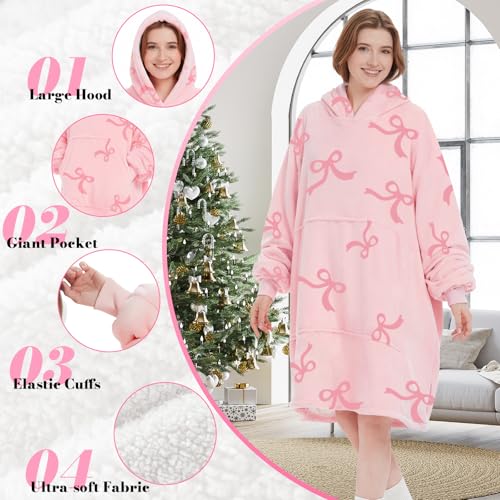 Wearable Blanket Hoodie for Women - Oversized Sherpa Fleece With Pockets