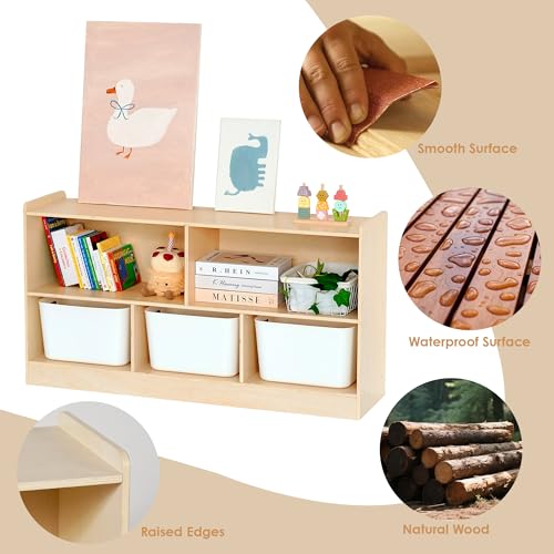 5-Section Kids Montessori Bookshelf and Toy Storage Organizer