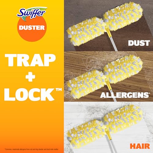Heavy Duty Extendable Duster Kit with 6 ft Handle & 8 Refills, Lemon Scent