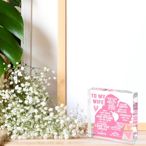 Deep Rose Pink Heartfelt Wife Gift Plaque from Husband Anniversary Valentine's Day Keepsake