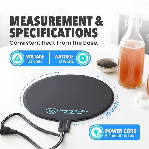 Brewing & Fermentation Heat Pad with Heating Thermostat - 10" Sourdough Starter Warmer Mat, Beer & Wine Fermenting - Heating Mat for Kombucha Jar, Carboy, Glass Jar, Fermentors with Heater Temp Strip