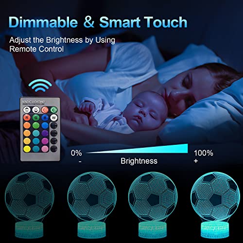 3D Soccer Ball LED Night Light, Remote Control Color Changing Lamp