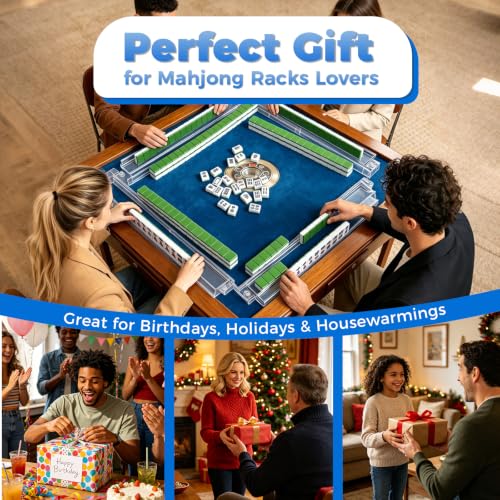 17.5-Inch Mahjong Racks with Pushers, Set of 4 Clear Tile Holders